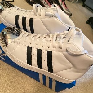 ADIDAS - Originals High Tops / ProModel Metal Toe / Color: White & Black